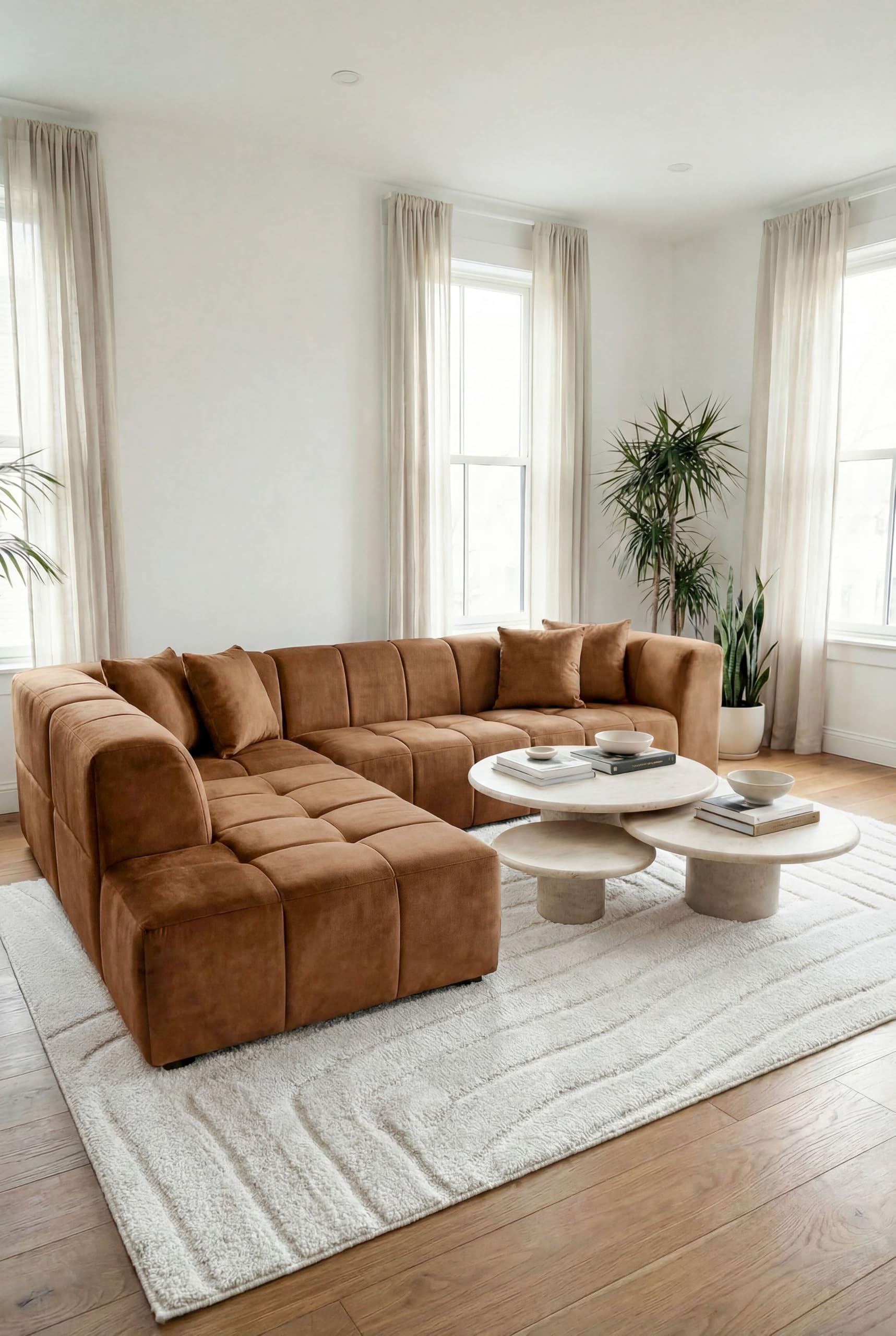 Marisa Caramel Gold L-Shape Sofa Left Facing