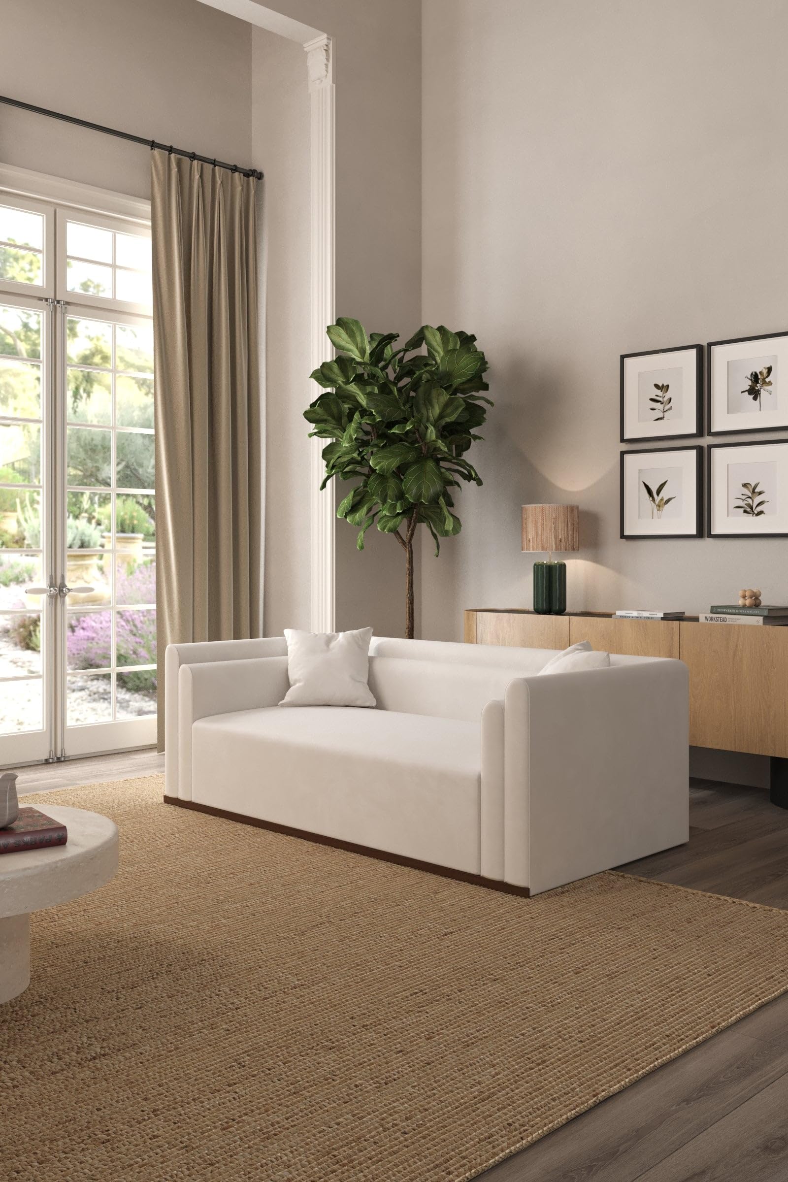 Esmira Off White Velvet 3 Seater Sofa