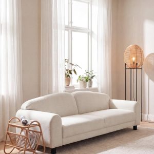 Orelio White Boucle 3 Seater Sofa
