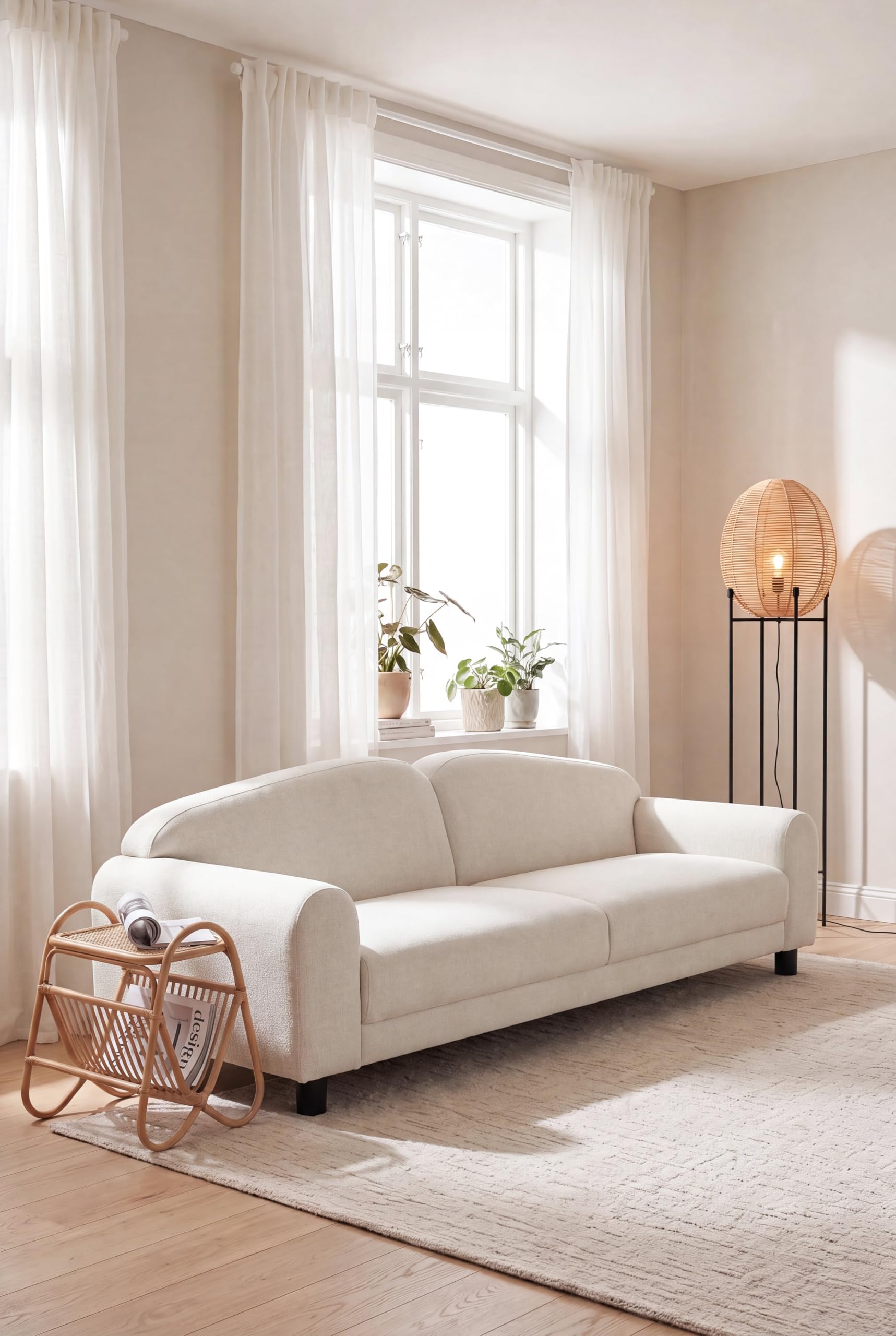 Orelio White Boucle 3 Seater Sofa