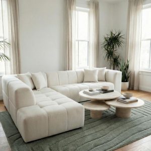 Marisa Stone Ivory L-Shape Sofa Left Facing