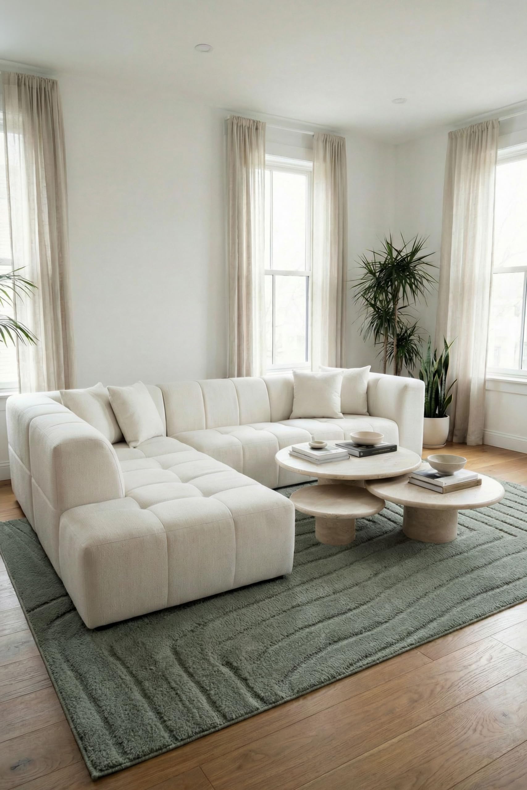 Marisa Stone Ivory L-Shape Sofa Left Facing