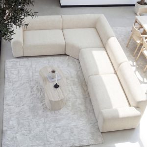 Kallia Stone Ivory L-Shape Sectional Sofa Left Facing