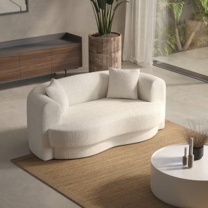 Aella Off White Boucle 3 Seater Sofa