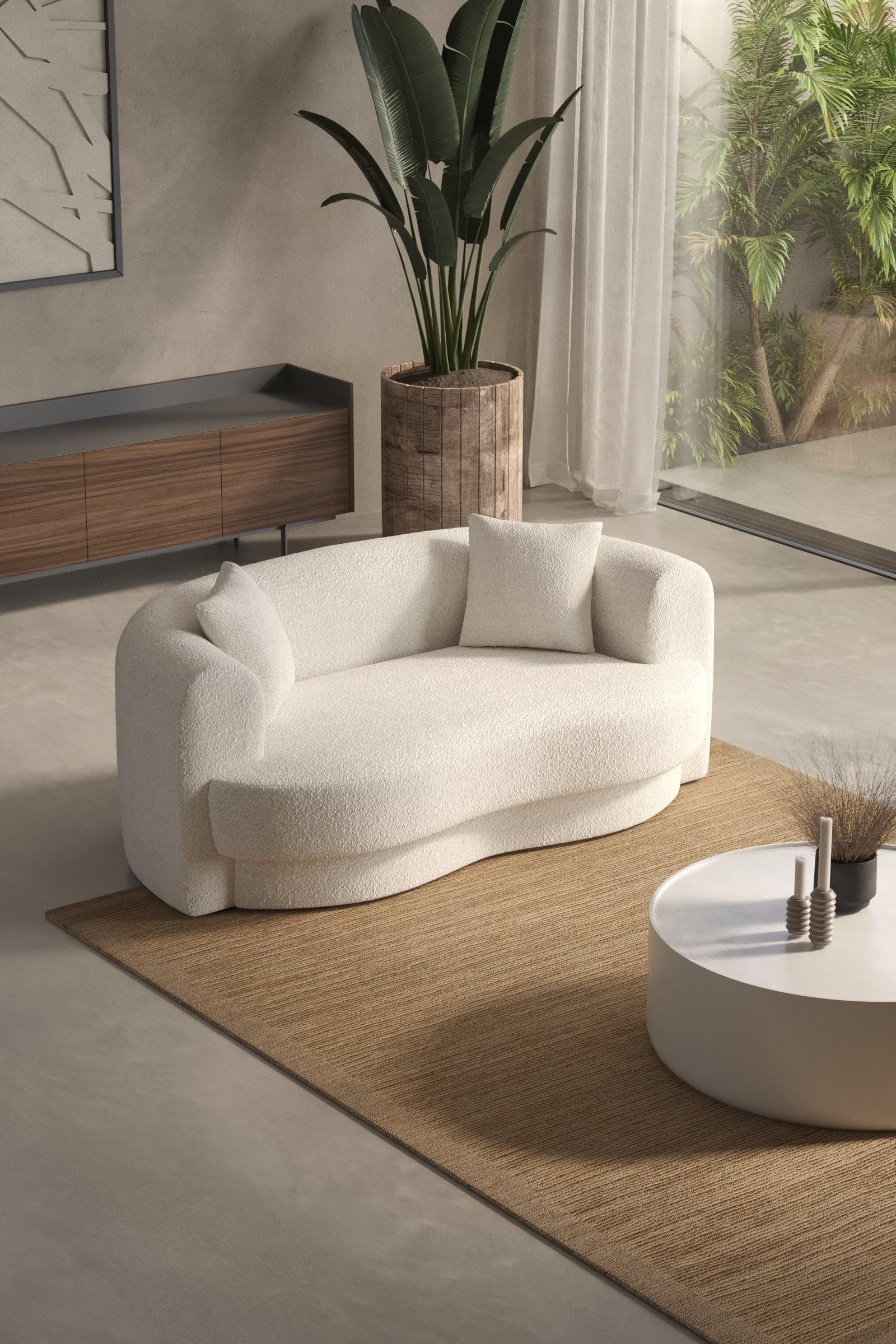 Aella Off White Boucle 2 Seater Sofa